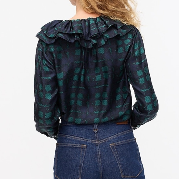 J. Crew Collection Silk Twill Ruffle Blouse - Picture 7 of 7